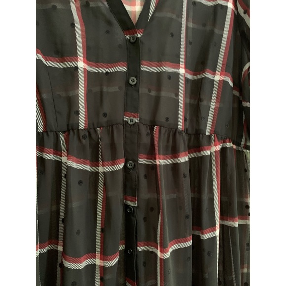 Torrid Plaid Sheer Chiffon Hi-Lo Babydoll Tunic 0X - Picture 4 of 9